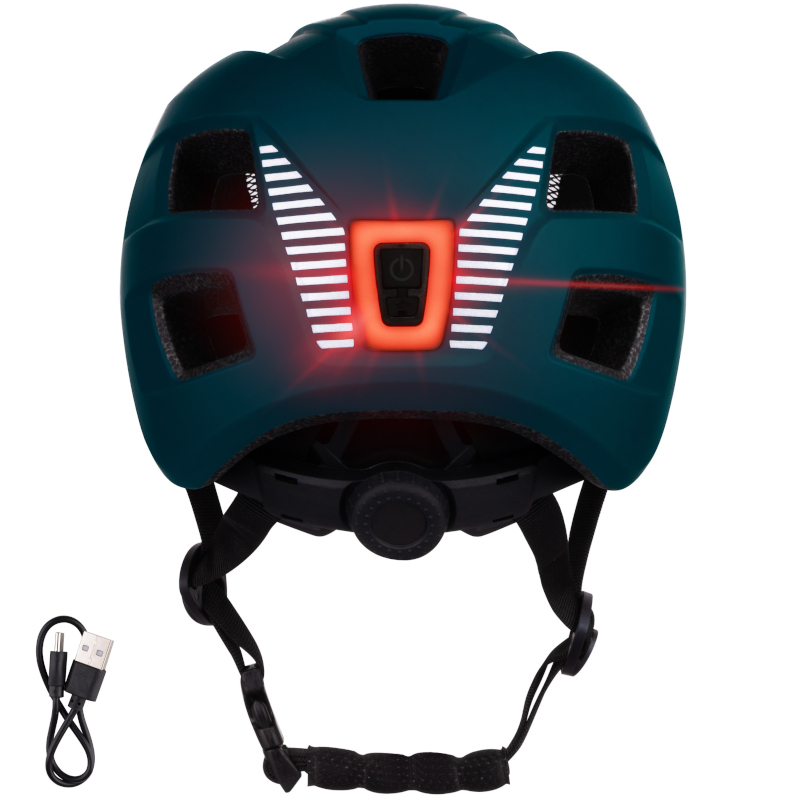 Kask rowerowy dziecięcy z lampką ZEBU TURKUSOWY