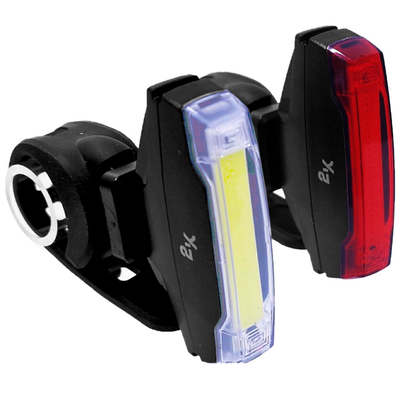 Zestaw lampek rowerowych LED COB JY-6219F+T