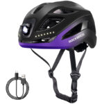 Kask rowerowy z oświetleniem LED ZK-077BKPL