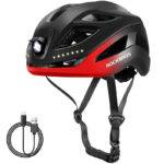 Kask rowerowy z oświetleniem LED ZK-077BKRD