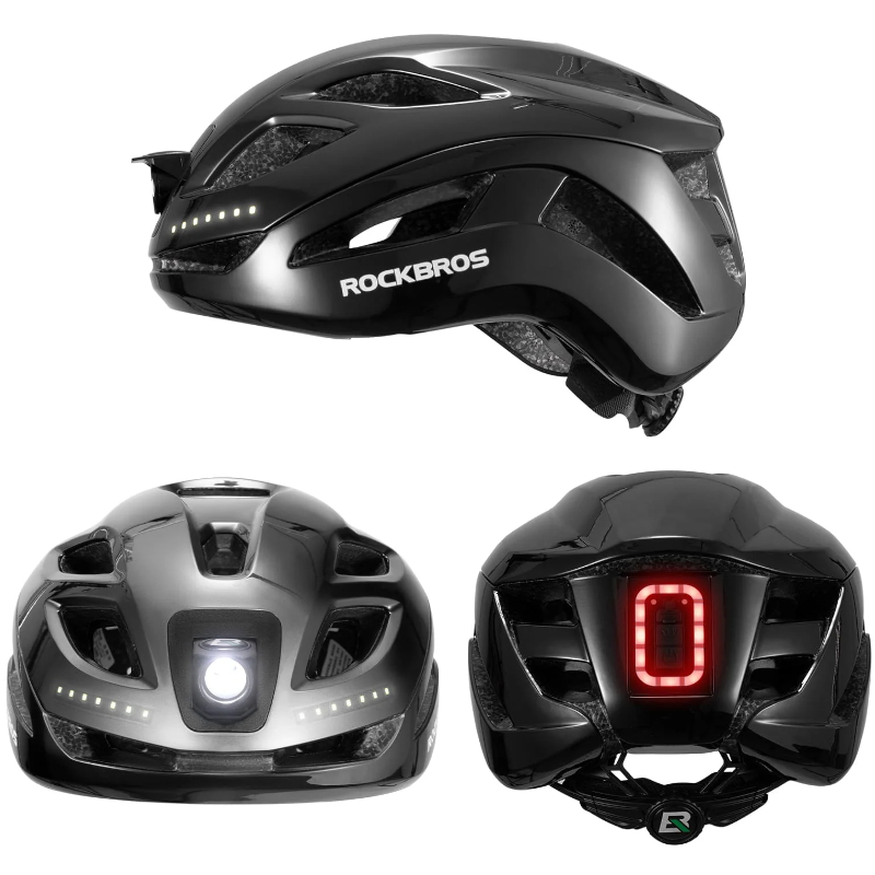 Kask rowerowy z oświetleniem LED ZK-077BK